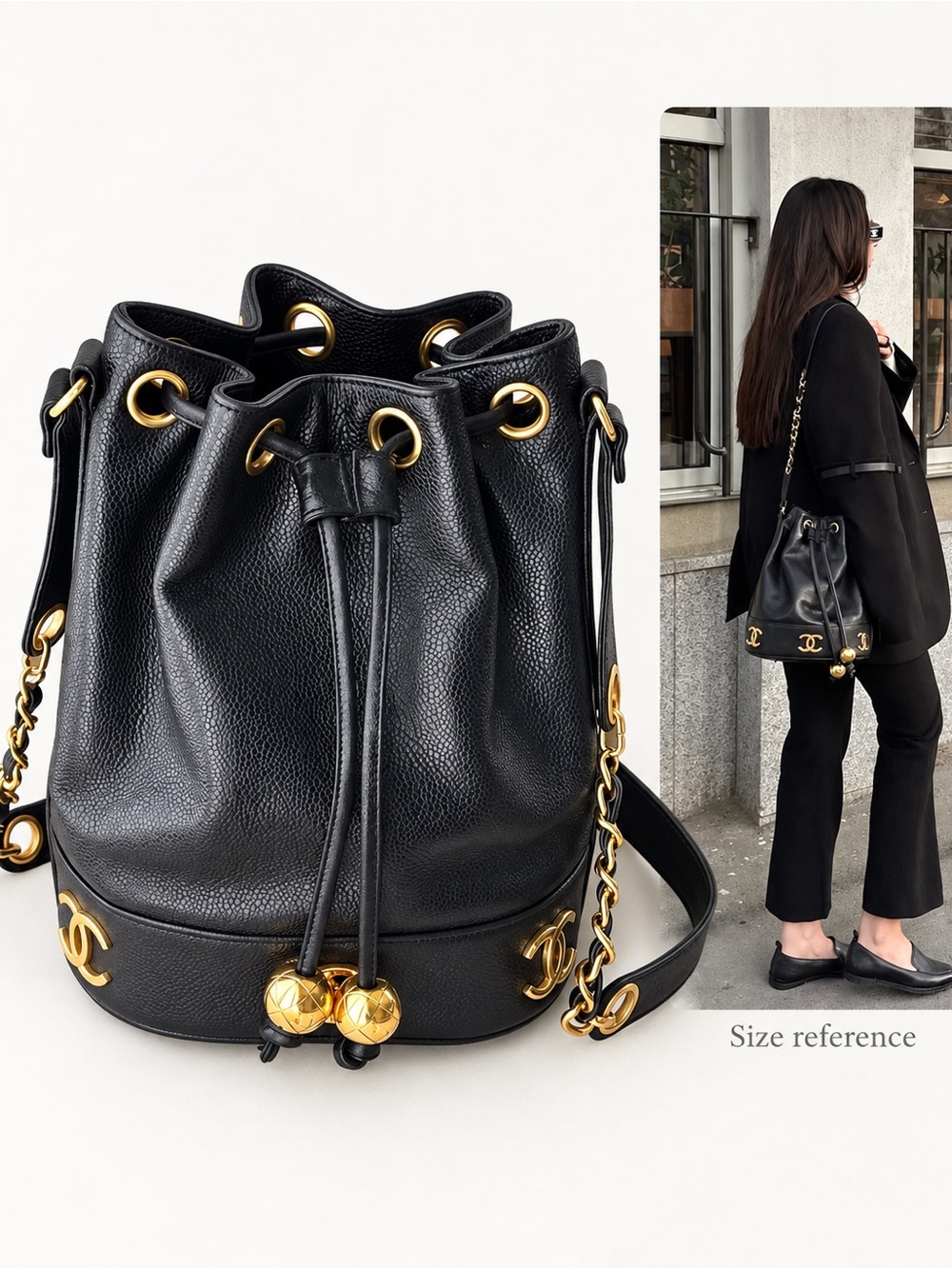 ✨ CHANEL Vintage 1990s Small Triple CC Bucket Bag | Caviar Leather | Collectible